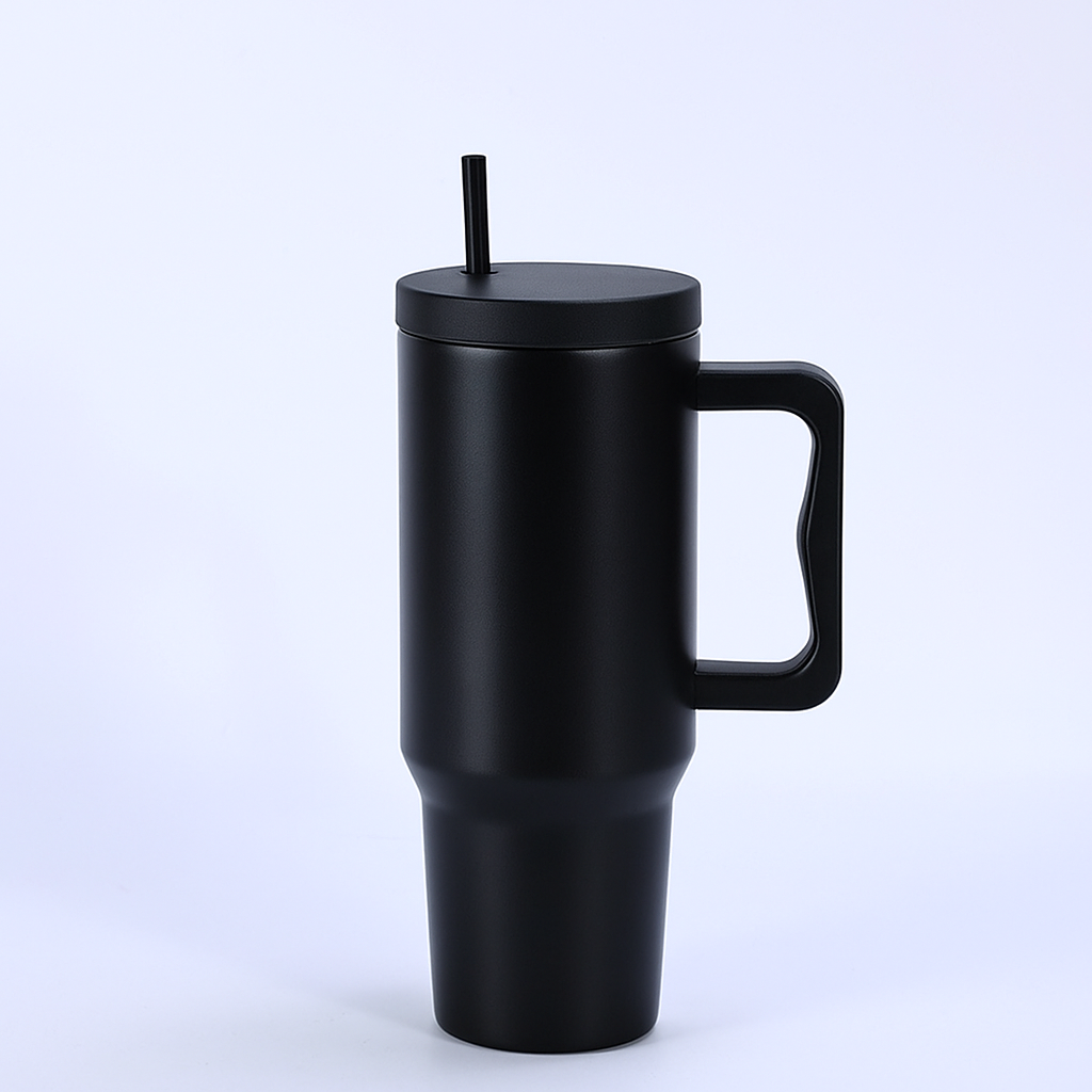 Vaso Térmico Metálico 1200 ml con Asa y Bombilla – Mantiene Frío y Caliente