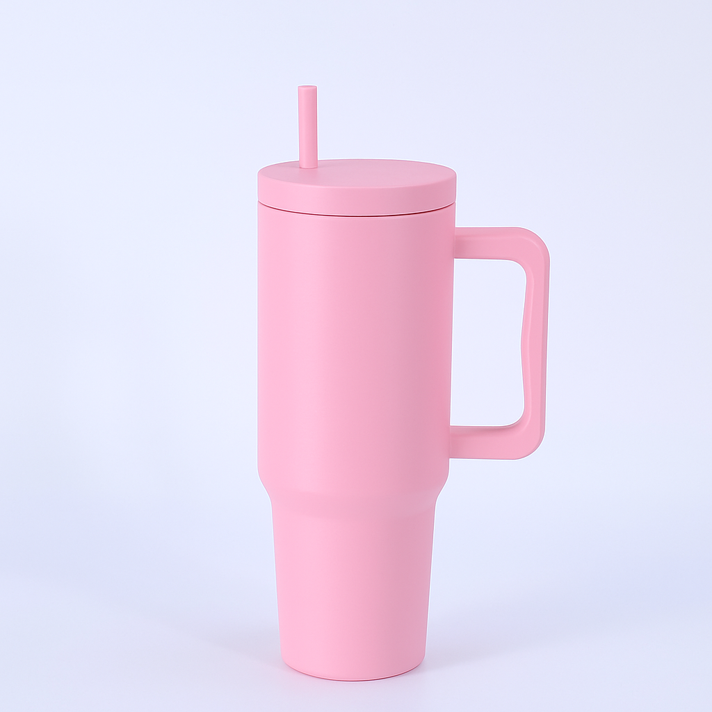 Vaso Térmico Metálico 1200 ml con Asa y Bombilla – Mantiene Frío y Caliente