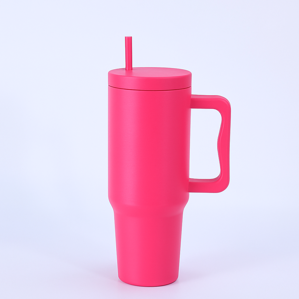 Vaso Térmico Metálico 1200 ml con Asa y Bombilla – Mantiene Frío y Caliente